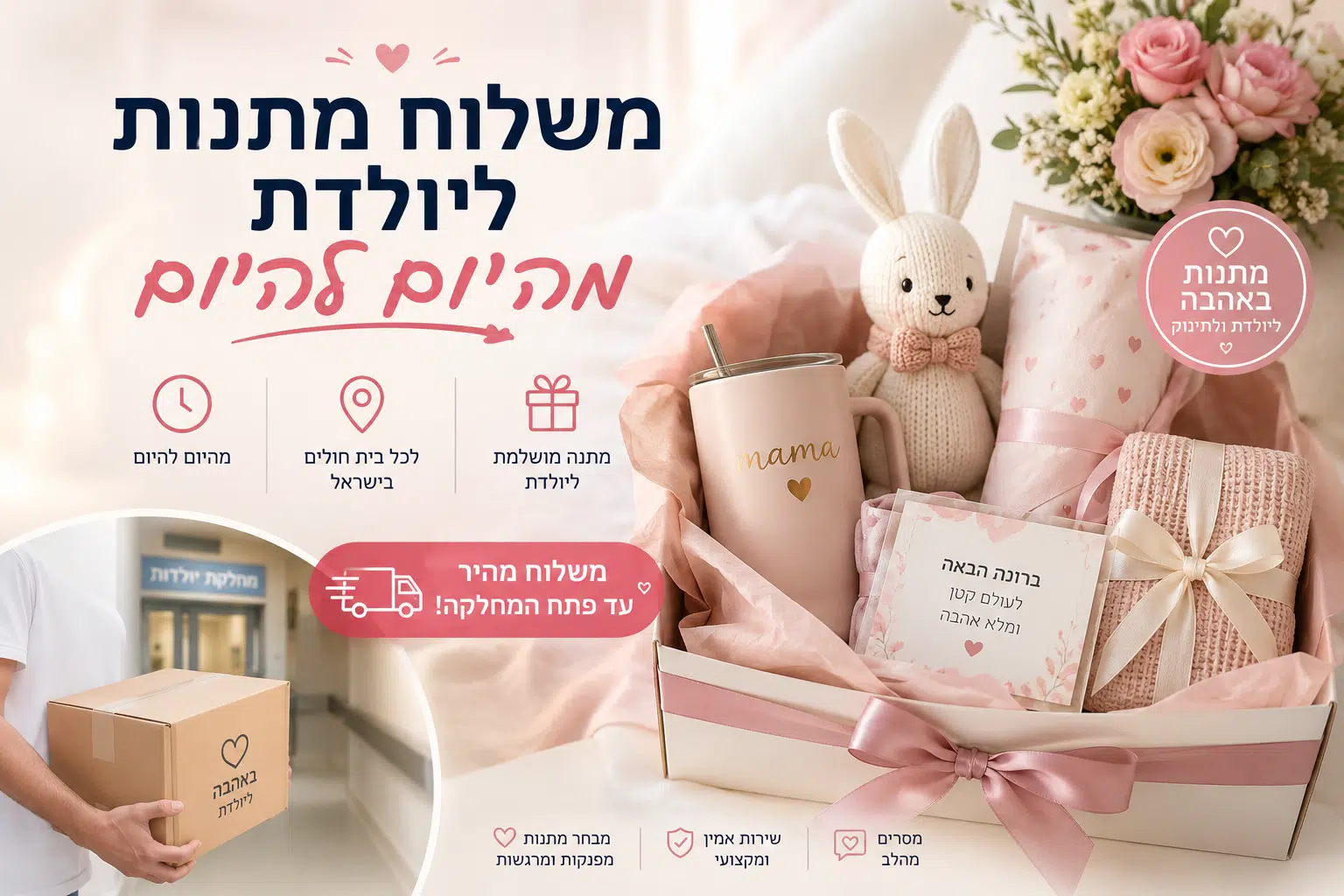 משלוח מתנות ליולדת מהיום להיום